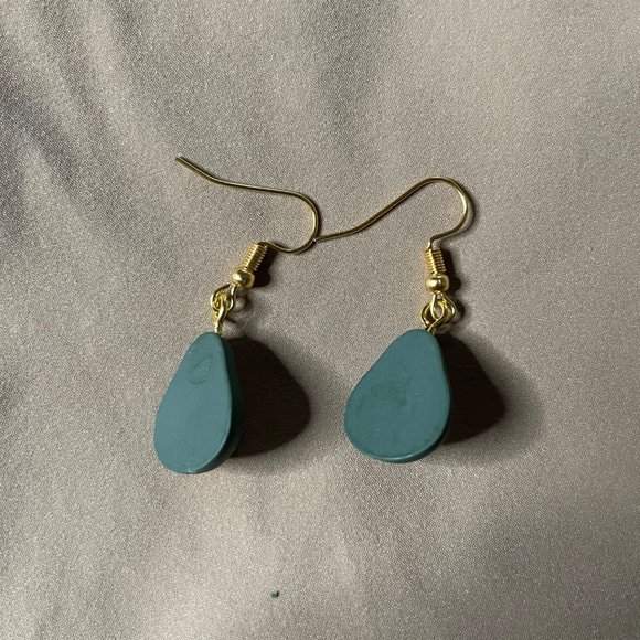 Avocado Smiley Clay Funny Cute Drop Dangle Earrings NEW - Picture 4 of 5